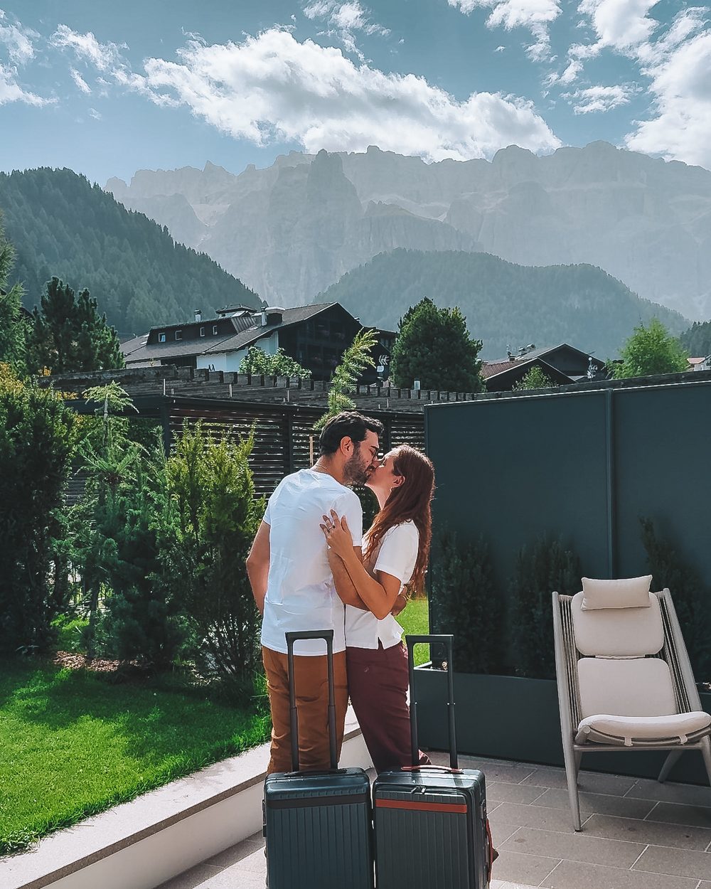 The two Carry-On X on a terrace in the Dolomites